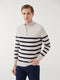Turtle Neck Long Sleeve Striped Men's Tricot Sweater